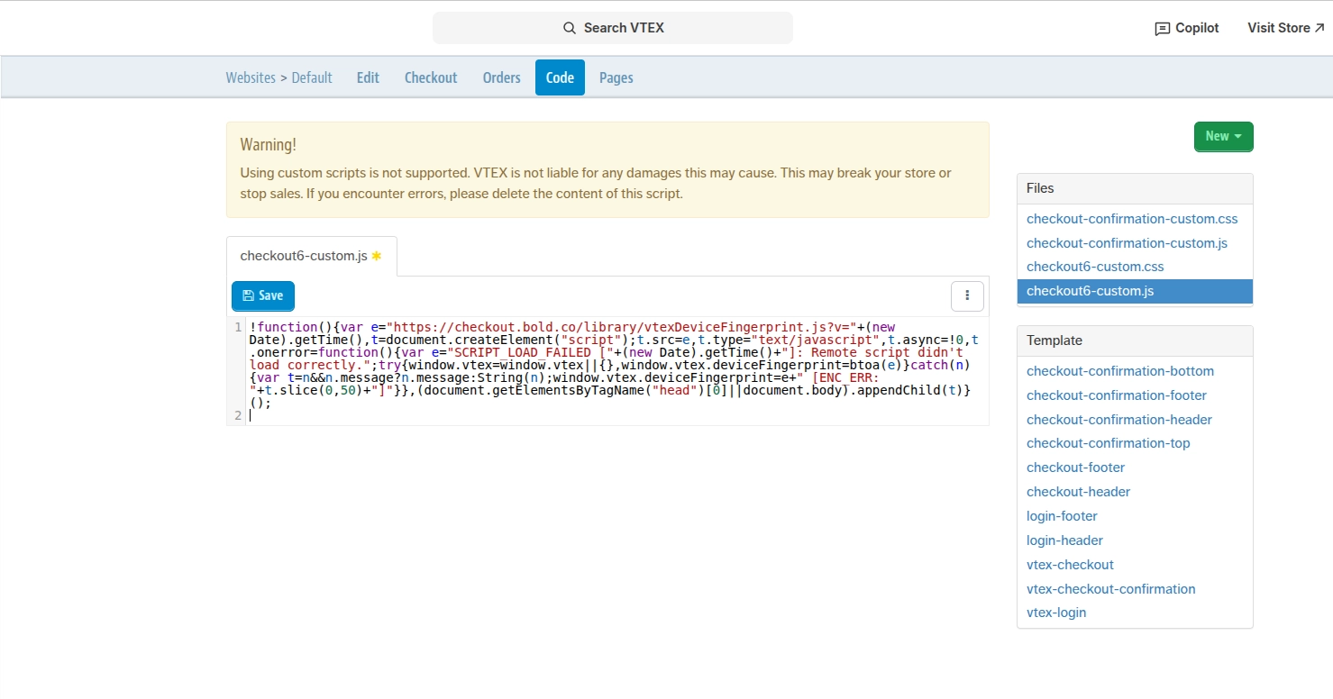 Script Device Fingerprint en VTEX