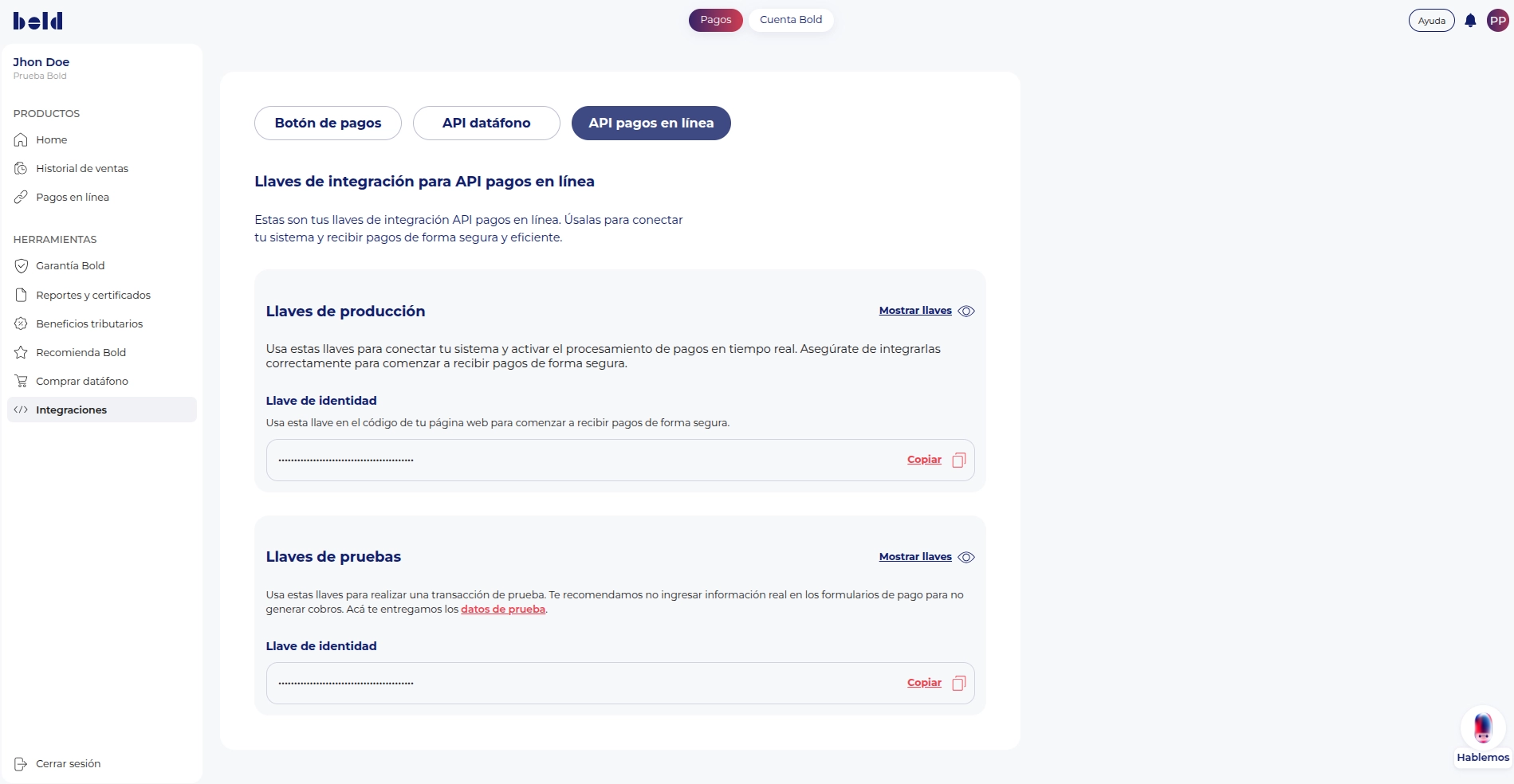 Llaves de integración activas
