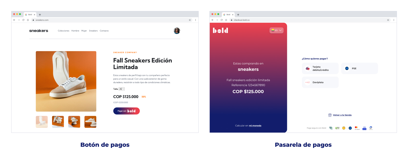 Botón y pasarela de pagos Bold