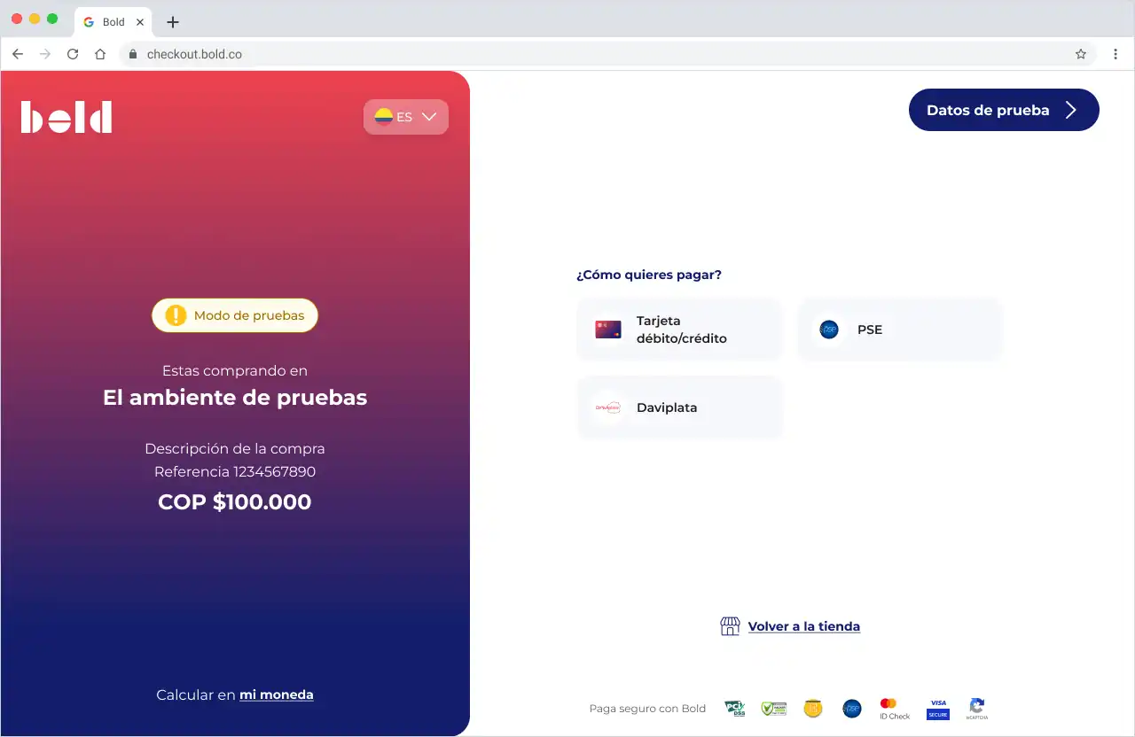 Modo de pruebas