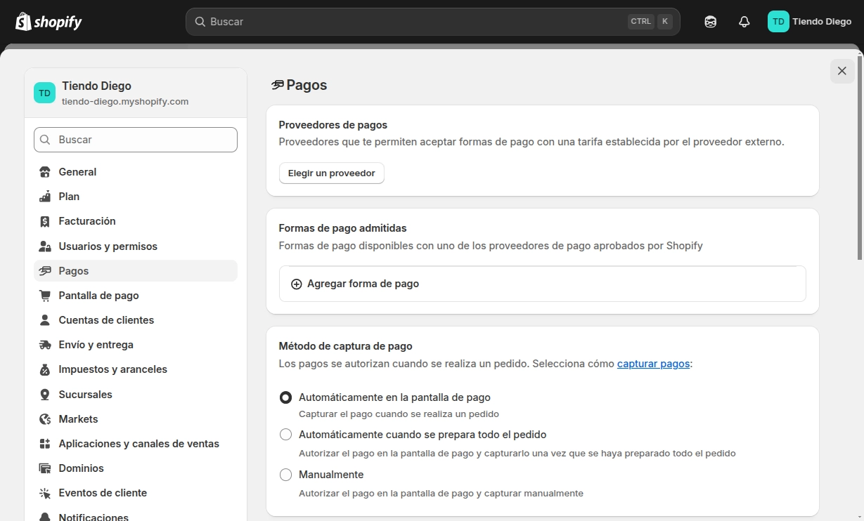 Lista de métodos de pago