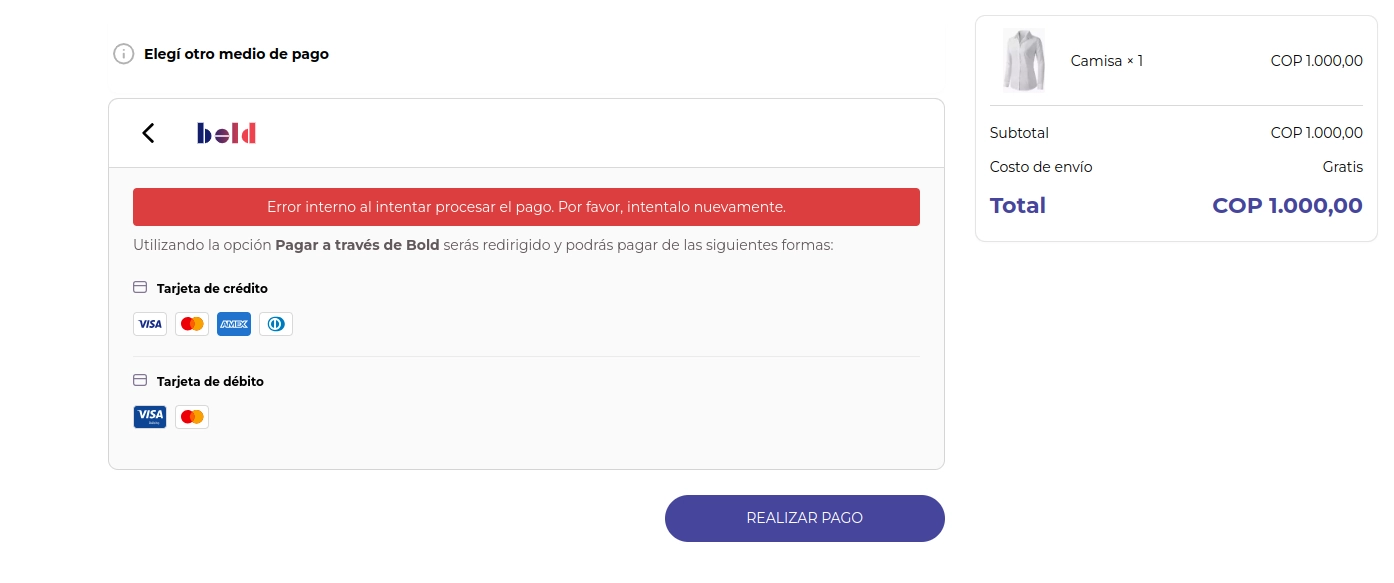 Error redirección